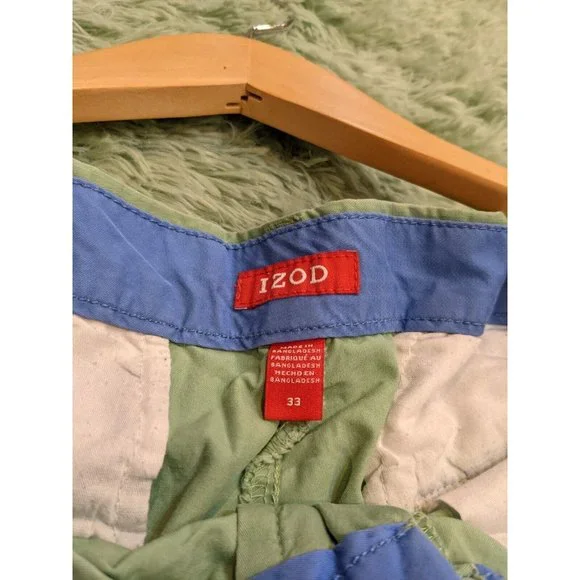 Izod Saltwater Mens Shorts 33 Flat Front Solid Casual Cotton Chino 624 - Picture 11 of 12